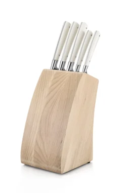 Lion Sabatier® Edonist Perle 5pc Knife Block Set (Pearl Handle With Stainless Steel Rivets)