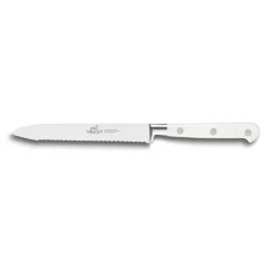 Lion Sabatier® Ideal Toque Blanche 12cm Serrated Utility Knife (White Handle With Stainless Steel Rivets)