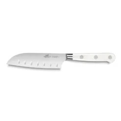 Lion Sabatier® Ideal Toque Blanche 13cm Scalloped Santoku Knife (White Handle With Stainless Steel Rivets)